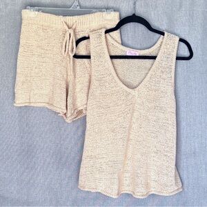 NWOT Pink Lily Cream Knit Pajama Set Intimates Sleepwear Size S